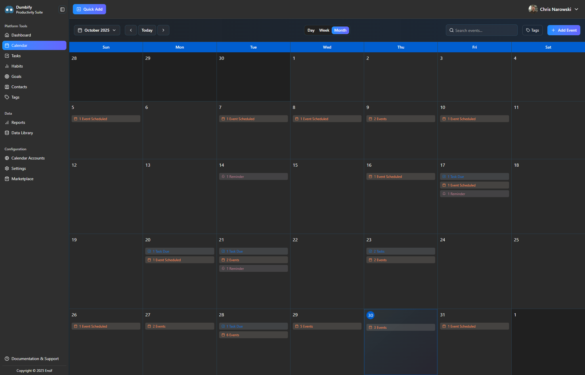 Dumbify Calendar Interface